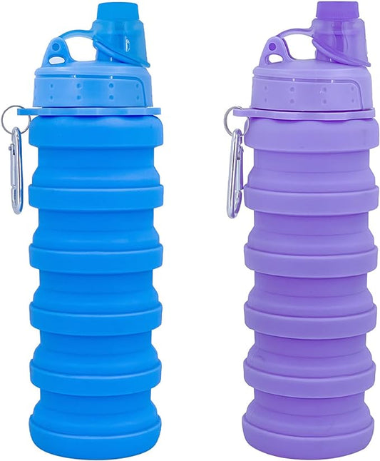Collapsible Water Bottles Travel water bottle Sports Portable Sport Water Bottle Reusable Water Bottles comes with mountaineering Buckle 500ml silicone Water-proof camping water bottle