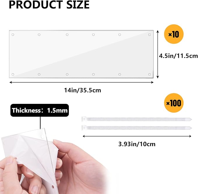 UNIFAMILY 10 Pcs Pet Cage Edge Liner Clear Urine Guard Side Lining, 14" x 4.5" Anti-Urine Splash Sheet for Ferret Rabbits Urine Guard Sheet Rat Critter Nation Cage Liner, Guinea Pig Cage Liners