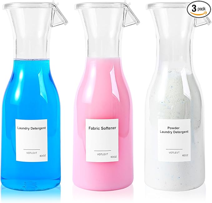 40OZ Laundry Detergent Dispenser, Laundry Soap Dispenser, Fabric Softener Dispenser, Liquid Laundry Detergent Holder Container Organizer, Laundry Room Organization and Storage, 3 Pack