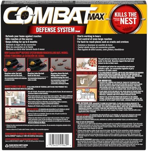 Combat Max Defense System, 12 Small Roach Killing Baits, 0.4 Oz Gel