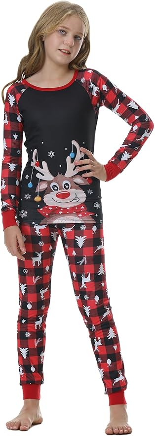 YIJIU Christmas Pajamas Cute Deer Print Long Sleeve Totem PJS Set