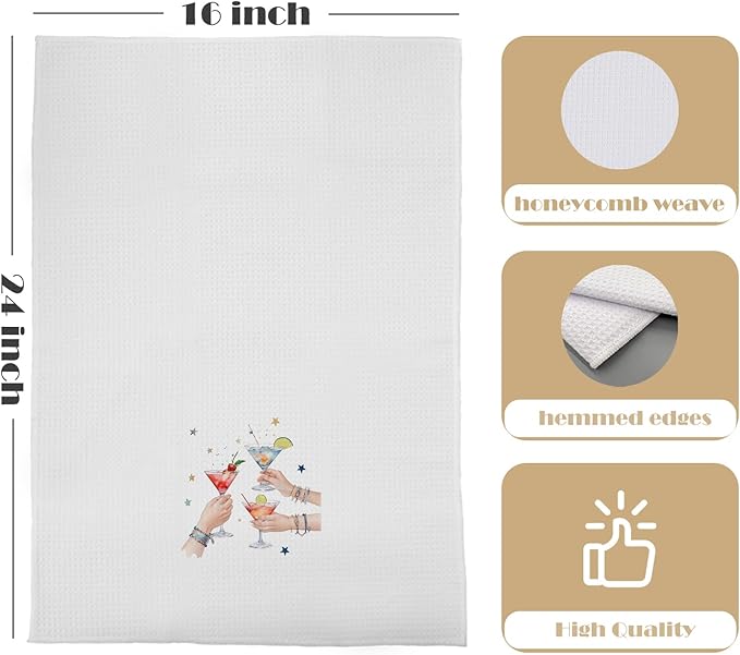 Dirty Martini Kitchen Towels - Cocktail Party Decorative Waffle Dish Towels, Martini Bar Party Decorations, Hand Tea Towel, 16x24 Inch