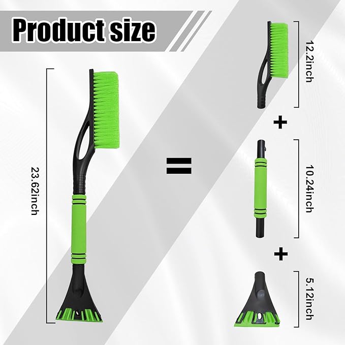 Car Snow Brush and Ice Scraper, Multi-Functional Detachable Snow Brush with Foam Grip, Ice Snow Removal Cleaning Tool for Car Windshield Window, Universal Car Accessories (Green)