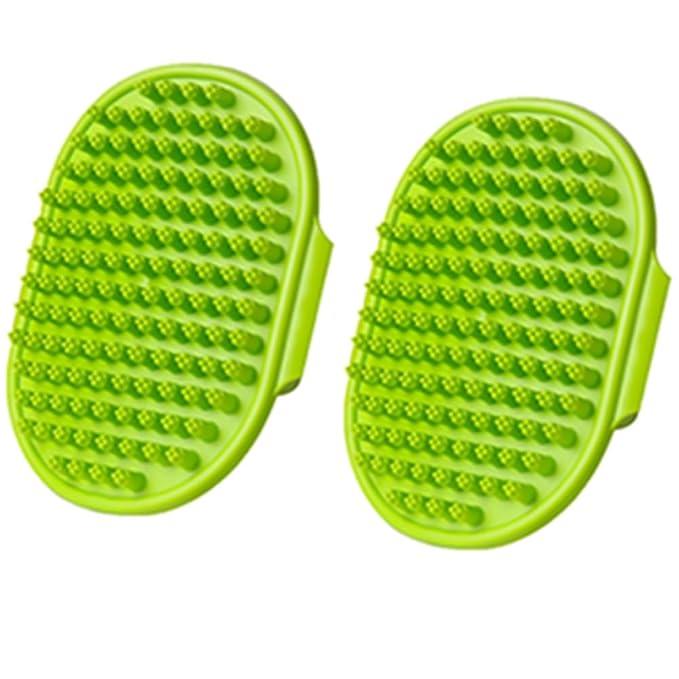 2PCS Dog Bath Scrubber Brush Rabbit Shampoo Brush for Small Animal Shower Washing Brush with Adjustable Handle for Pets Grooming Ferret Guinea Pig Squirrel (Short Pins)