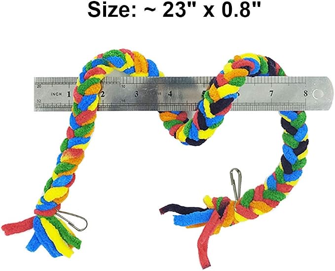 RIOUSSI Handmade Sugar Glider Toys & Cage Accessories, Random Color, 4 Pack | 100% Hand-Crafted Soft Fleece Rope | Small Animal Toys for Rats | For Climbing, Exercise & Jungle Exploration