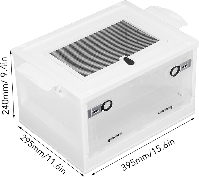 Pet Box ABS Material Small Pet Terrarium Hinged Front Opening Door Large Mesh Cover Top Hedgehog Holder (White)