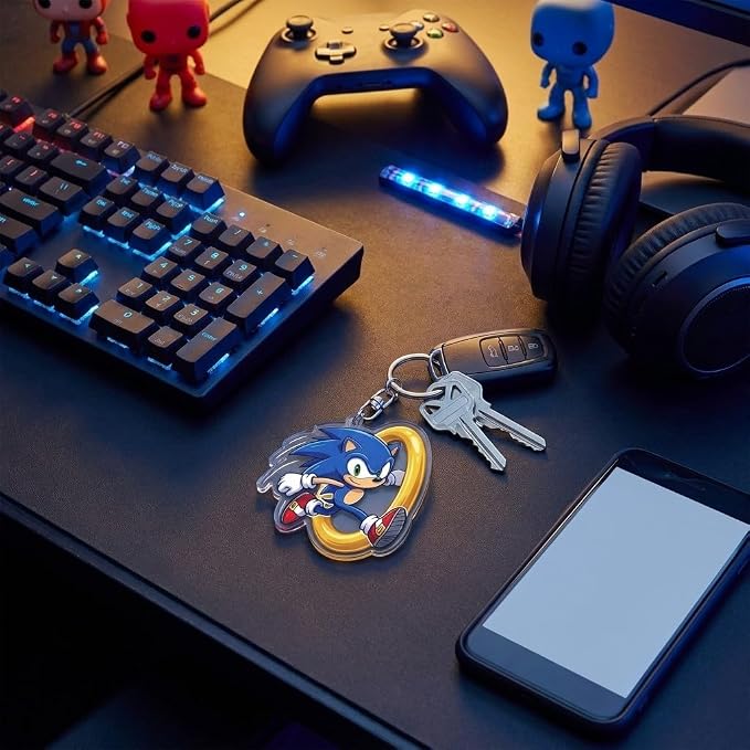 PumpCar Acrylic Keychain Double-Sided Charm Key Ring with Metal Clip Backpack Charm Bag and Car Key Accessory Collectible
