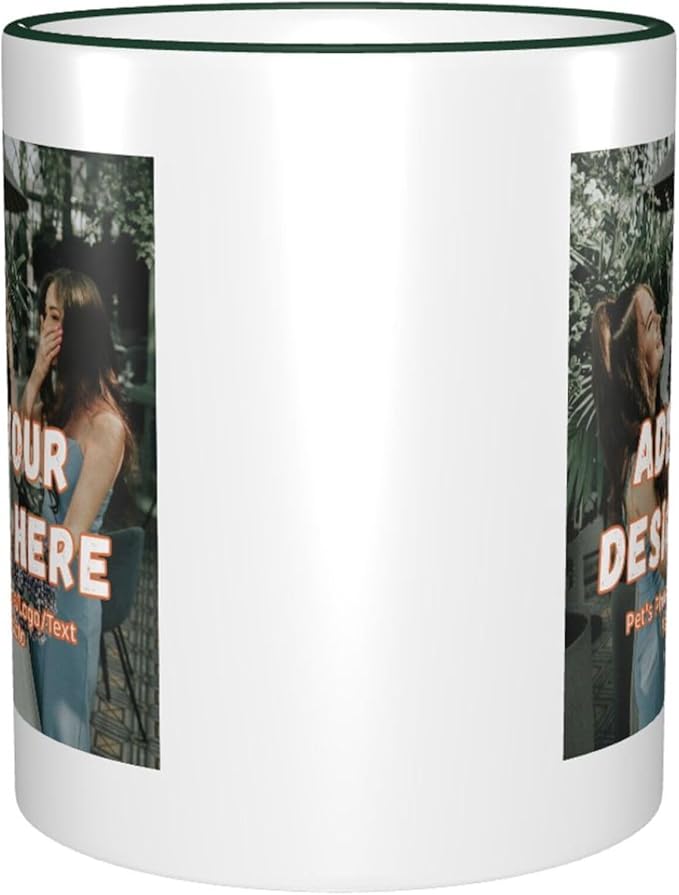 Custom Mugs and Coffee Cups Partial or Full Size Printed Creative Designs Customizable with Your Photos Images Text (Partial, Dark Green)