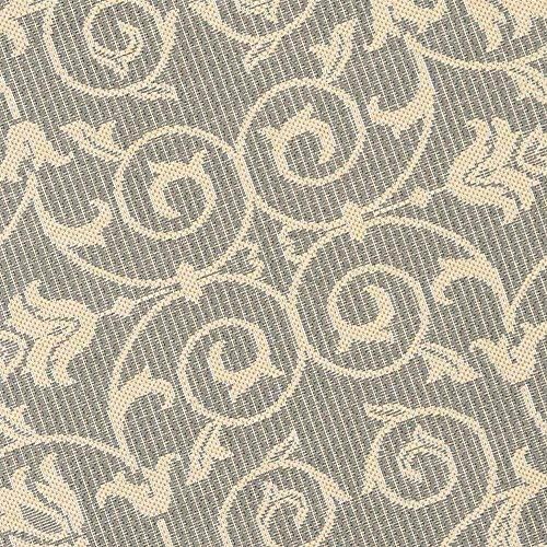 SAFAVIEH Washable Rug Outdoor Courtyard Collection - 5'3" Round, Grey & Natural, Non-Shedding & Easy Cleaning, Ideal for Patio, Backyard, Mudroom (CY2098-3606)