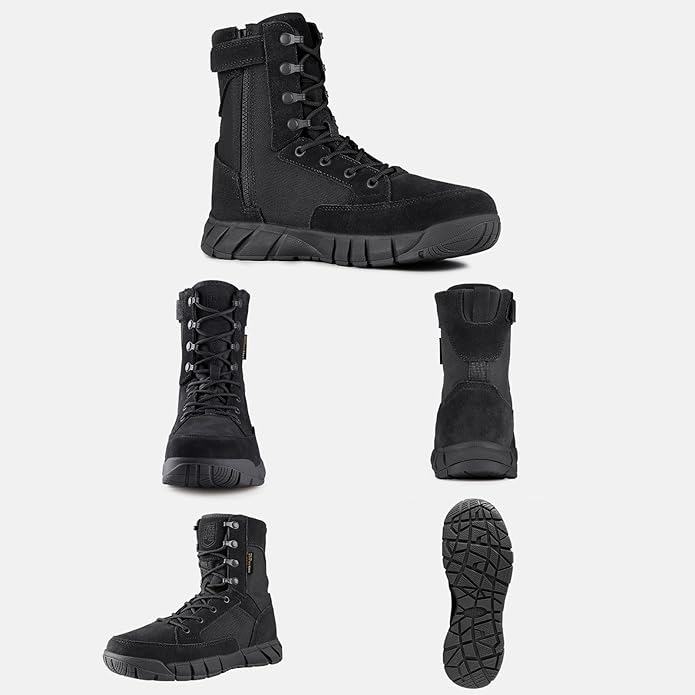 FREE SOLDIER Men's Work Tactical Boots 8 Inches Lightweight Combat Boots Durable Suede Leather Military Boot Desert Boot