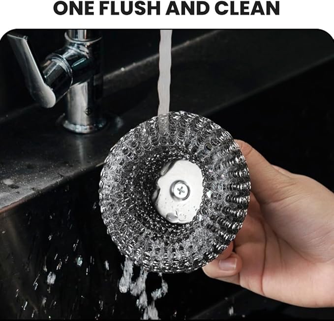 2026 New Steel Wool Scrubber, Stainless Steel Dish Scrubber with Handle for Cleaning Dishes, Iron Pots, Stoves, Wash Sink (4pcs)