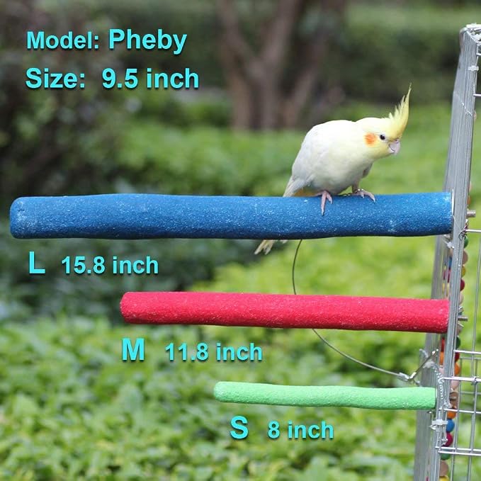 Bird Perch Rough-surfaced Nature Wood Stand Toy Branch for Parrots | Natural Quartz Sand Perch for Grinding Nails Trimming Macaw Congo African Gray Amazon Cockatoo Easy Install Cage Accessories