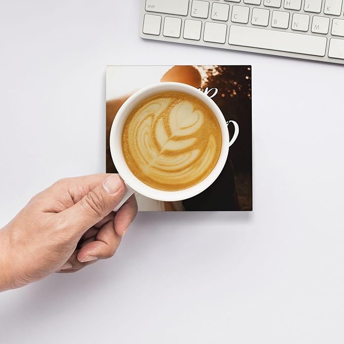 Custom Ceramic Coasters, Personalized Coasters with Photo Logo Text, Customized Cup Mat for Weddings, Bars, Coffee Table, Homes, Offices 4PCS