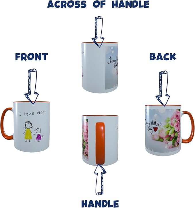 Custom Coffee Mug with Photo, Text, or Logo | Personalized Ceramic Mug 11oz | Customizable Gift for Men, Women | Unique Gift for Birthdays, Holidays, Christmas | White - Orange