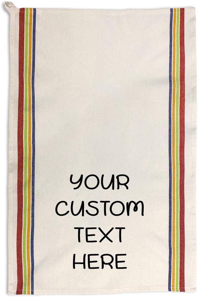 Custom Decor Kitchen Towels Personalized Text Words Name Cleaning Supplies Dish Multi Stripe