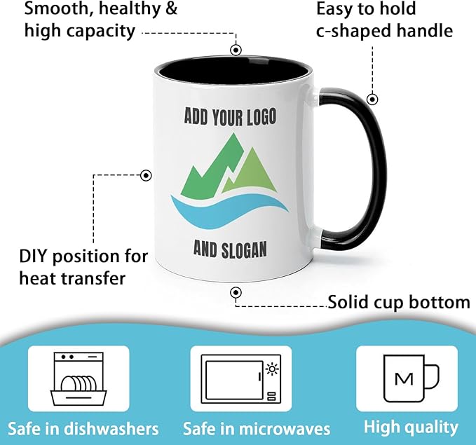Custom Mug - Personalized Coffee Mug with Image, Logo, or Text | Custom Photo Cup | Customized 11 Oz Ceramic Tea Cup Taza Personalizadas Custom Gifts for Men & Women