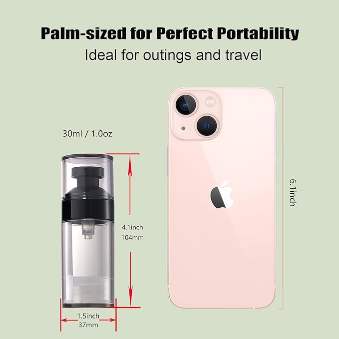 Wide Caliber airless Vacuum Pump Bottle, Reusable Cosmetics Pump Dispenser, DIY Easy Canned, Translucent Black Travel Size can be Packaged Separately Shampoo Light Lotion, etc. (1.0/oz, 5 Packs)