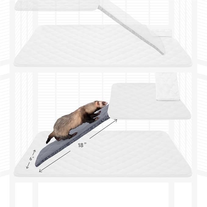 Paw Inspired Fitted Fleece Ramp Cover for Critter Nation Cage, Gray | Ladder Liner for Ferret Nation/Critter Nation Cage, For Ferrets, Rats, Chinchillas, Hedgehogs, Small Animals, Pets