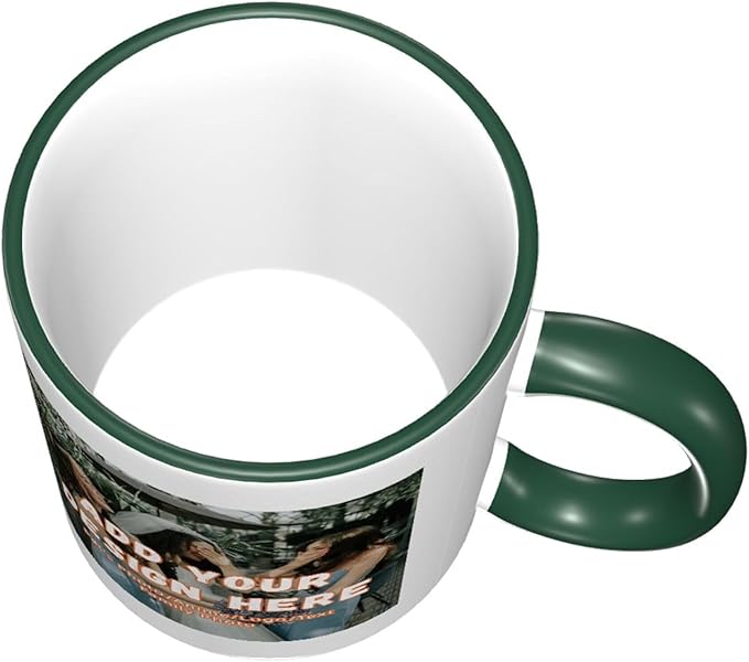 Custom Mugs and Coffee Cups Partial or Full Size Printed Creative Designs Customizable with Your Photos Images Text (Partial, Dark Green)