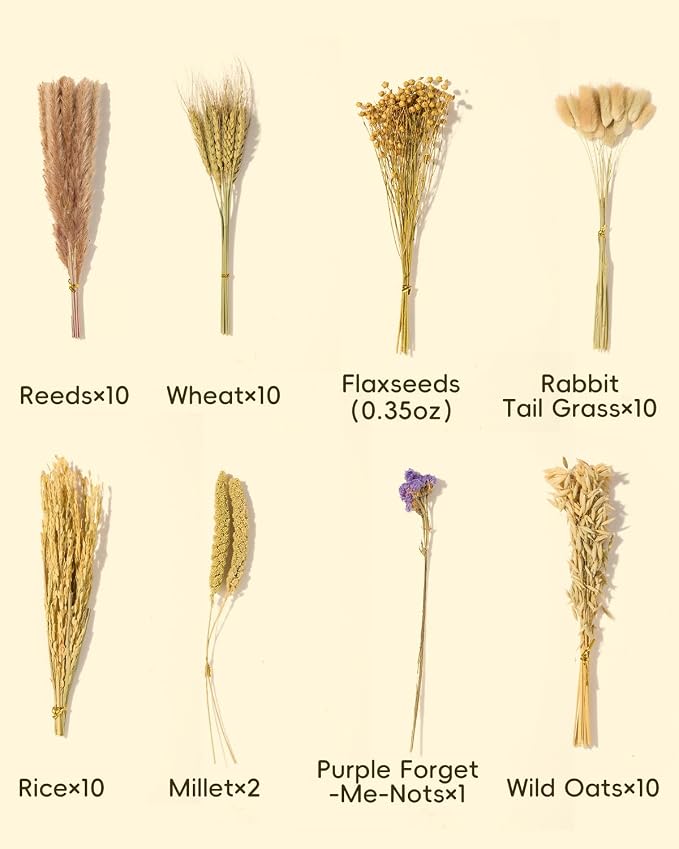 BUCATSTATE Natural Hamster Bedding Flowers & Herbs & Sprays | For Cage Habitat Decor - Treat Cereal Grain for Dwarf Syrian Gerbils, Mice, Rat, Forage, Enrichment (54PCS)