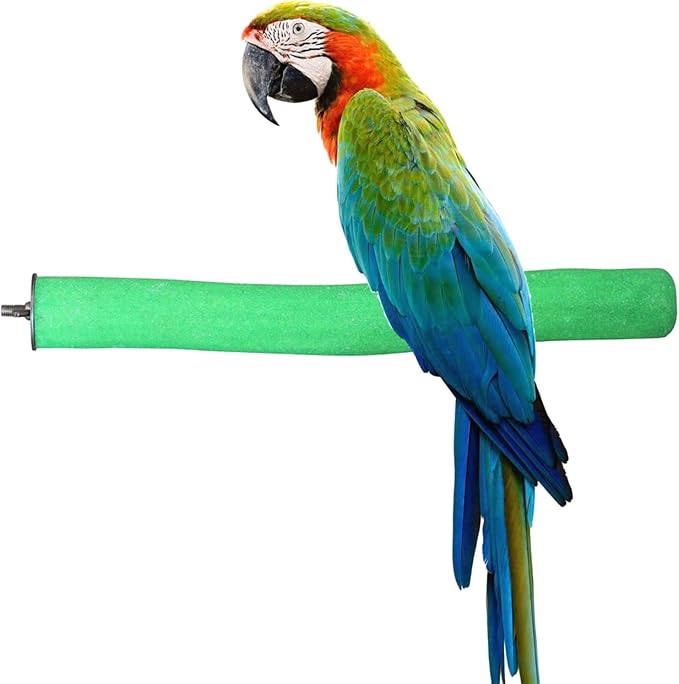 Bird Perch Rough-surfaced Nature Wood Stand Toy Branch for Parrots | Natural Quartz Sand Perch for Grinding Nails Trimming Macaw Congo African Gray Amazon Cockatoo Easy Install Cage Accessories