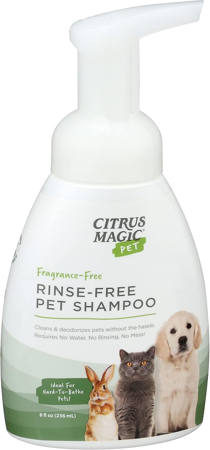 Citrus Magic Pet Rinse-Free Pet Shampoo, 8 Fluid Ounce | Conditions & Deodorizes Coats, Ideal for Dogs, Cats, Ferrets, Hamsters, Rabbits, Kittens