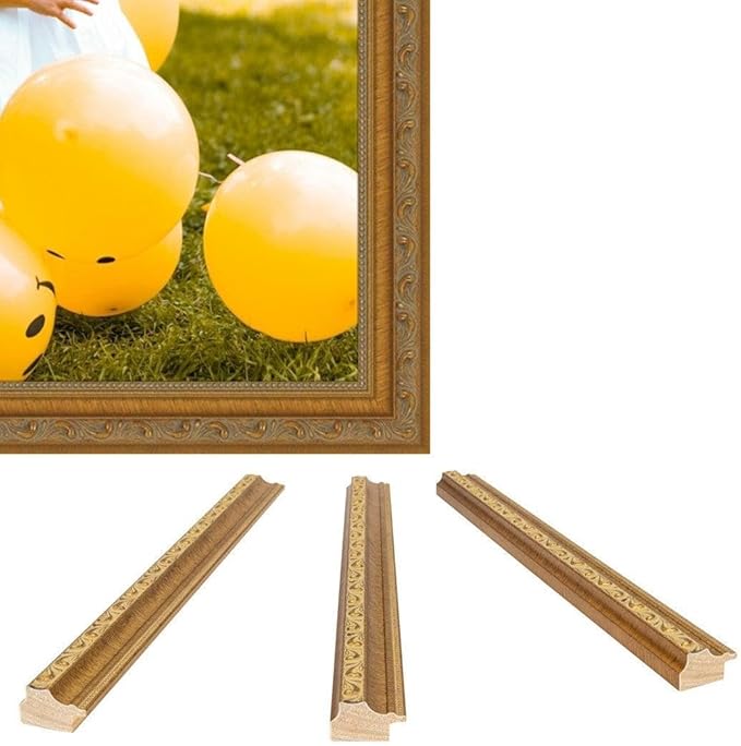 M Modern Memory Design 15x7 Gold Picture Frame Ornate - Wall Mount Acrylic Glass 15x7 Frame