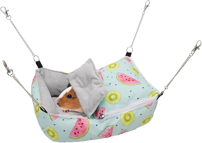 Wontee Guinea Pig Bed Warm Hammock Snuggle Bed for Young Guinea Pig Small Ferret Rat Sugar Glider Squirrel (Green)