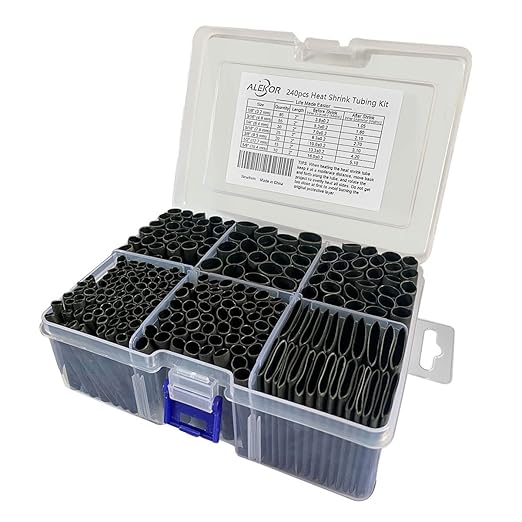 Heat Shrink Tubing Kit - 3:1 Ratio Adhesive Lined, Marine Grade Shrink Wrap Industrial Heat-Shrink Tubing - 240 PCS