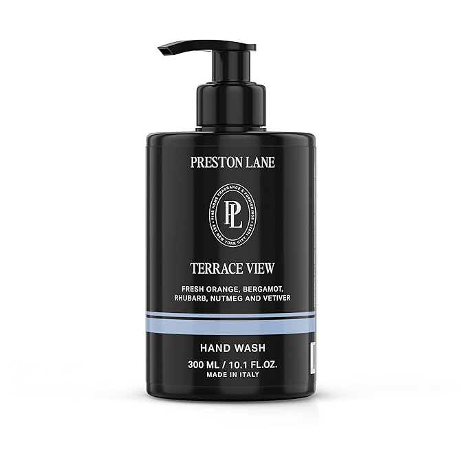 Preston Lane Luxury Hand Wash, Terrace View Scent – Hydrating & Nourishing Formula with Organic Oils, Active Kiwi & Apple Water, and Vegetable Glycerin | Gentle Cleansing, Vegan & Cruelty-Free