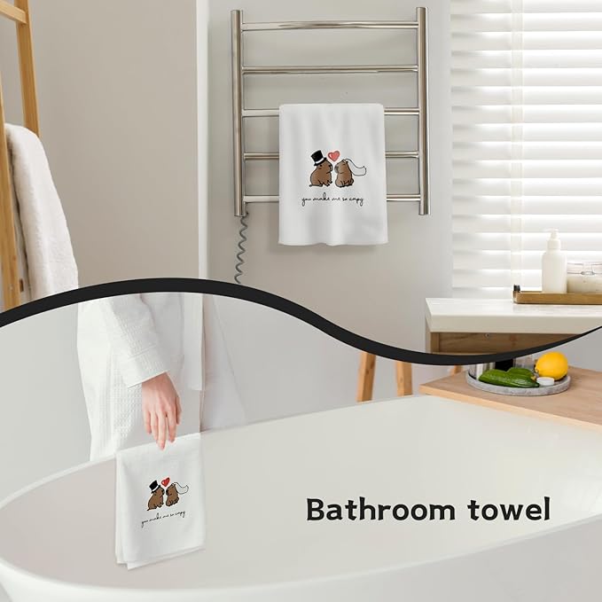 Capybara Kitchen Towels, Hand Towels for Bathroom, Dish Towels, Valentine Wedding Gifts for Couples Newlyweds, Capybara Gifts, 16x24 Inch
