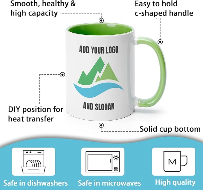 Custom Mug - Personalized Coffee Mug with Image, Logo, or Text | Custom Photo Cup | Customized 11 Oz Ceramic Tea Cup Taza Personalizadas Custom Gifts for Men & Women