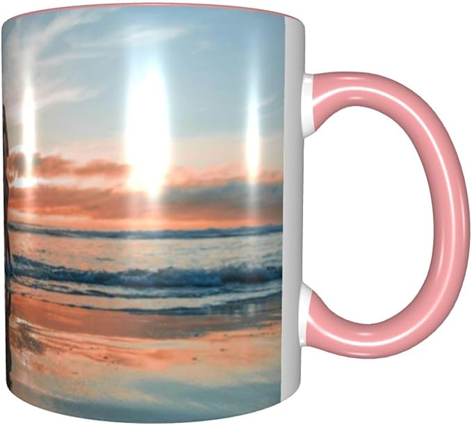 Custom Mugs and Coffee Cups Partial or Full Size Printed Creative Designs Customizable with Your Photos Images Text (Full-Width, Pink)