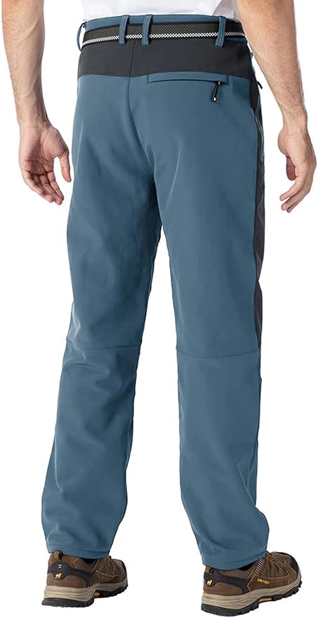 TBMPOY Men's Snow Pants Fleece Lined Hiking Winter Waterproof Softshell Ski Outdoor Insulated Climbing Pants Zipper Pockets