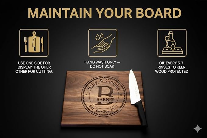 Custom Cutting Board – Personalized Wedding Gift & Bridal Shower Gift with Names & Date – Handmade in USA, (Wood Coasters, Display Stand & Gift Wrap options) – Keepsake Gift Idea for Couples
