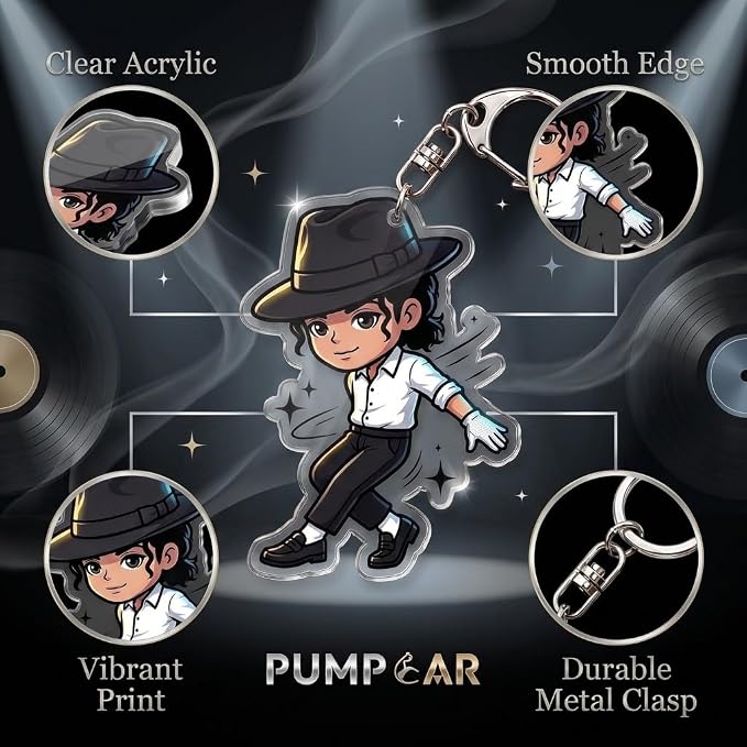 PumpCar Acrylic Keychain Double-Sided Charm Key Ring with Metal Clip Backpack Charm Bag and Car Key Accessory Collectible