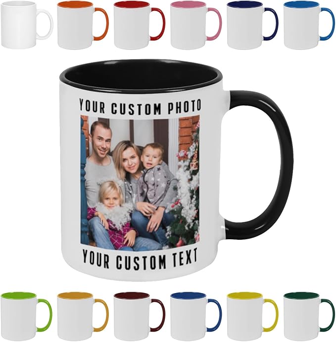 Personalized Coffee Mug with Photo, Logo or Text - Customized Gift Idea for Men & Women, Mom, Dad, Friends - Christmas Birthday Valentines Gifts, Party Favors Tea Cup - White/Black