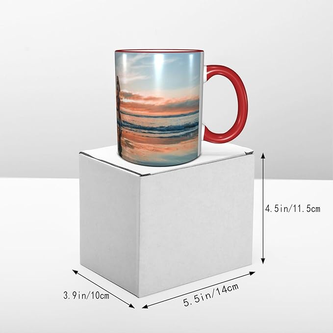 Custom Mugs and Coffee Cups Partial or Full Size Printed Creative Designs Customizable with Your Photos Images Text (Full-Width, Red)