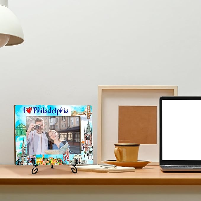 Philadelphia Souvenirs Wood Photo Frame Wedding Honeymoon Vacation Gifts for Couple Tabletop Display 4 x 6 Picture Frame Gifts for Friends BFF, Philadelphia Home Office Desk Holiday Decorations -15