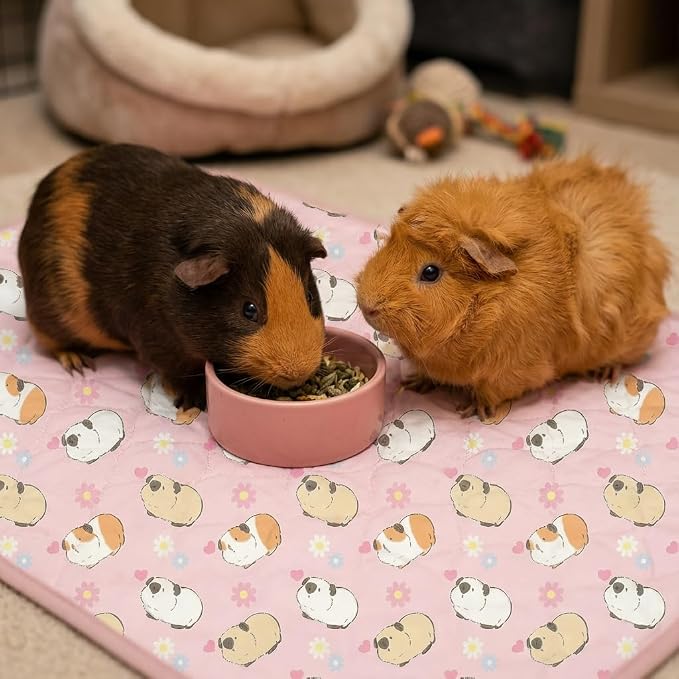 Guinea Pig Cage Liner, 49"x24" Bedding for Midwest Cage 2 Pack, Pink | Washable Fleece Bedding, Super Absorbent, Non-Slip, Waterproof Rabbit Mat, Machine Washable, Small Animal Cage Accessory