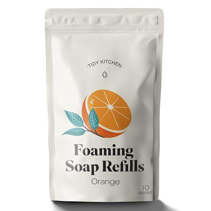 Foaming Hand Soap Refills – Rich, Moisturizing Lather in Orange Scent, Works with Dispensers, 10 count