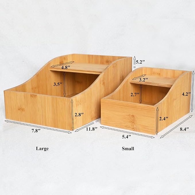 0.3" Thick Bamboo Hamster Sand Bath Box, Pre-Assembled Wooden Sandbox with Platform & Curved Splash-Proof Design, Safe One-Piece Digging Container for Dwarf Hamsters, Robo, Mice, Small