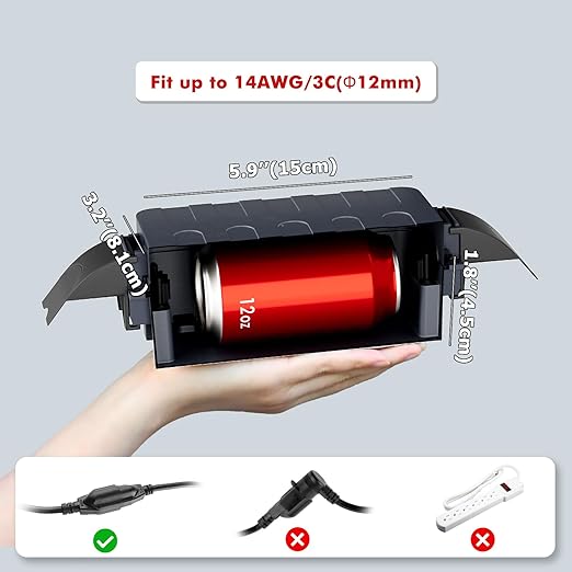 Flemoon IP55 Small Outdoor Electrical Box Waterproof (Inner 5.9 x 3.2 x 1.8inch), Extension Cord Cover with Detachable Awning Covers for Plug, Outlet, Holiday Lights, Gray