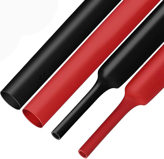 XHF UL Listed Black&Red 1-1/4 Inch 8Ft 3:1 Waterproof Heat Shrink Tubing Roll Marine Grade Adhesive Lined Heat Shrink Tube, Insulation Sealing Oil-Proof Wear-Resistant