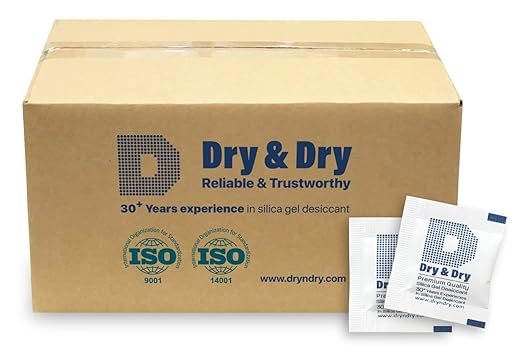 Dry & Dry Silica Gel Packets Desiccants - Rechargeable Silica Gel Packs, Desiccants Packets - 10000 Pack (1 Gram)