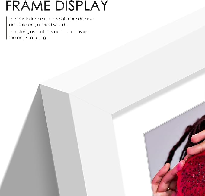 8x10 Double Picture Frame For Displaying Double 4x6 Picture Frame for Wall Mounting or Tabletop, White.