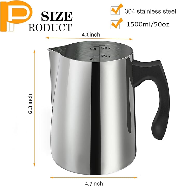 Candle Making Pouring Pot, 1500 ML/50 OZ Candle Pouring Pitcher, 304 Stainless Steel Candle Making Pitcher with Heat-Resistant Handle and Dripless Pouring Spout Design