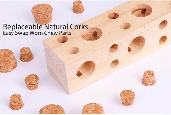 84 Pcs Detachable Corks Bird Foraging Toys for Bird Cage Accessories – 24 Large & 60 Small Chewable Toys for Parrots, African Grey, Amazon, Budgie, Lovebird, Conure, Cockatiel ﻿