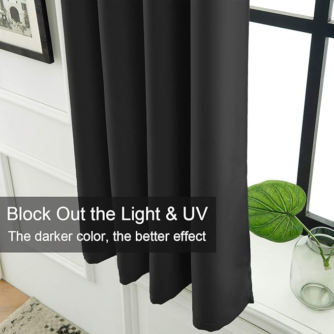 LA PALMA Thermal Insulated Blackout Darkening Grommet Living Room Curtains Window Drapes for Bedroom Pack of 2 Panels