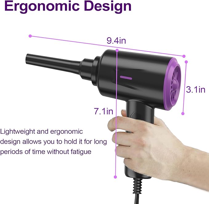 Air Duster - Compressed Air - 5.74 oz High Power Cleaning for Computer - PC - 2 Gear Air Blower (Black Purple)